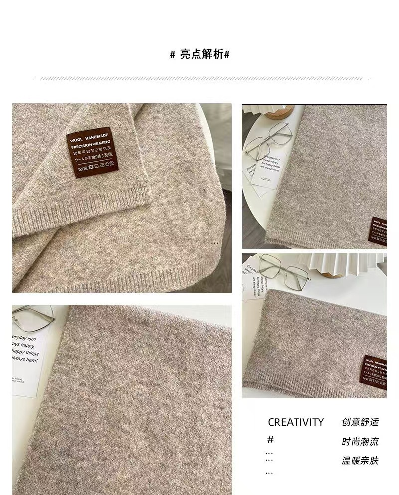 浙江工厂韩版百搭围巾女冬季纯色围巾女羊毛加厚保暖护颈围脖批发详情2