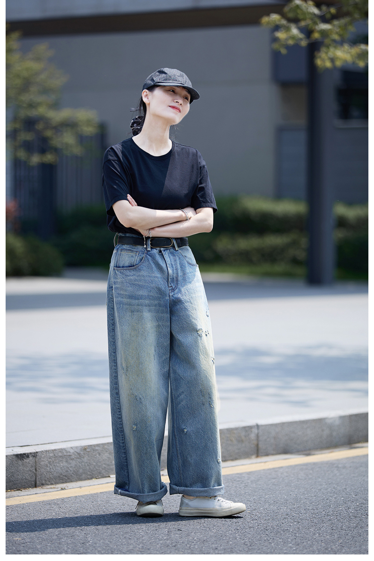 【 Random Thoughts 】 Summer Storm Ripped Heavy Washed jeans straight-leg pants for all four seasons pic 28