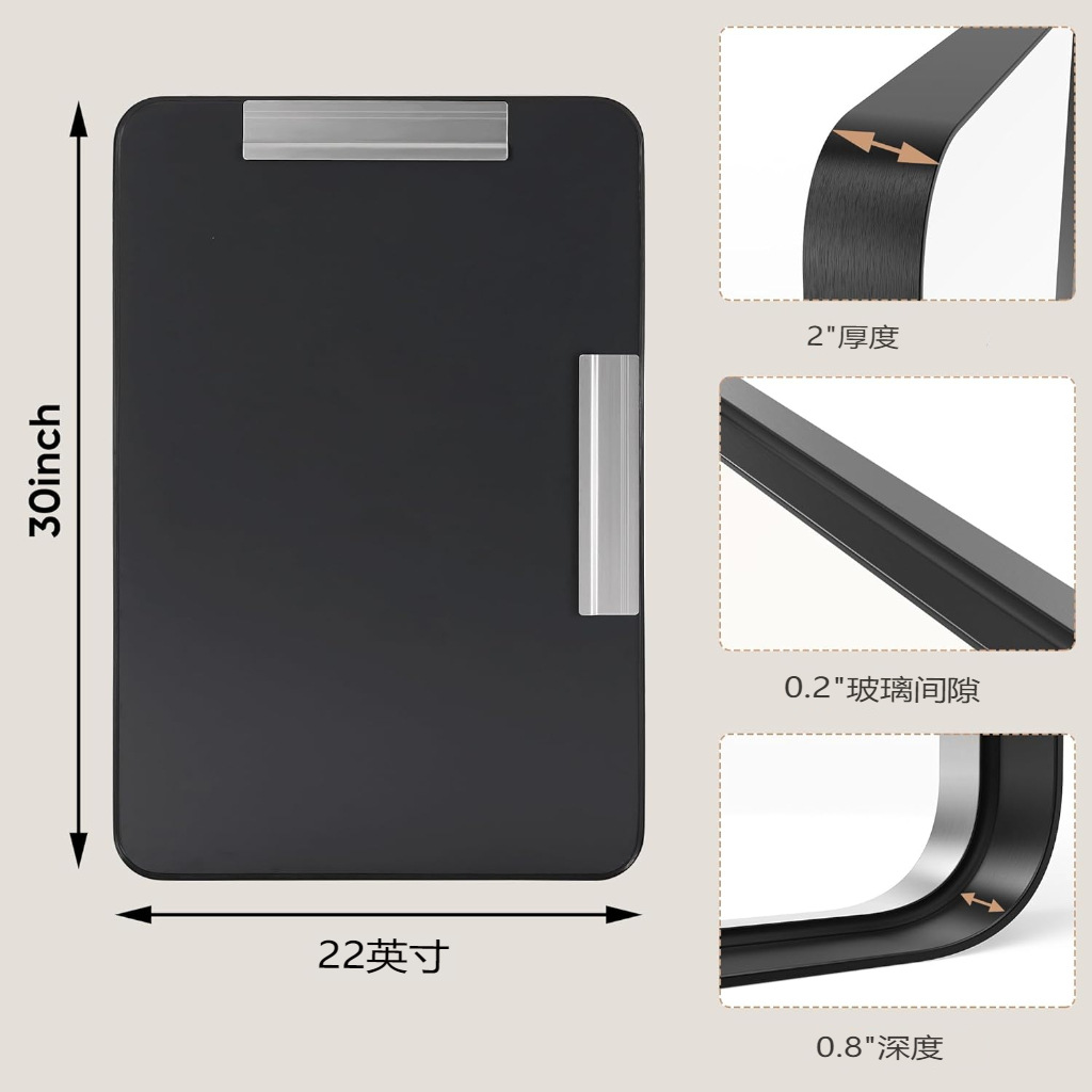 镜子洗手台梳妆镜壁挂式卫生间厕所贴墙自粘免打孔化妆洗脸玻璃镜详情7