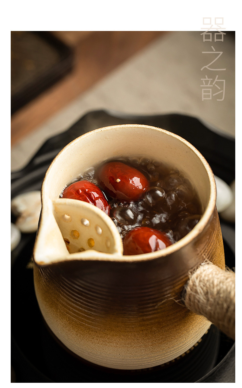 A complete set of electric ceramic stove for indoor household tea brewing, a set of flower tea sets, a glass teapot with hair pic 8