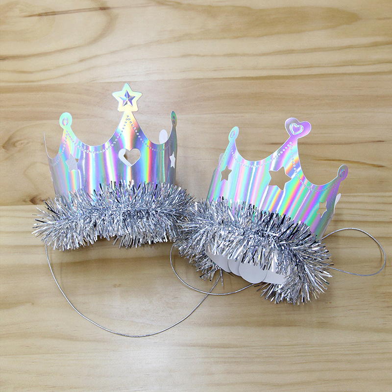 Influencers estilo oro plata borla corona sombrero de cumpleaños niños adultos fiesta fiesta pastel decoración sombrero de papel pic 12