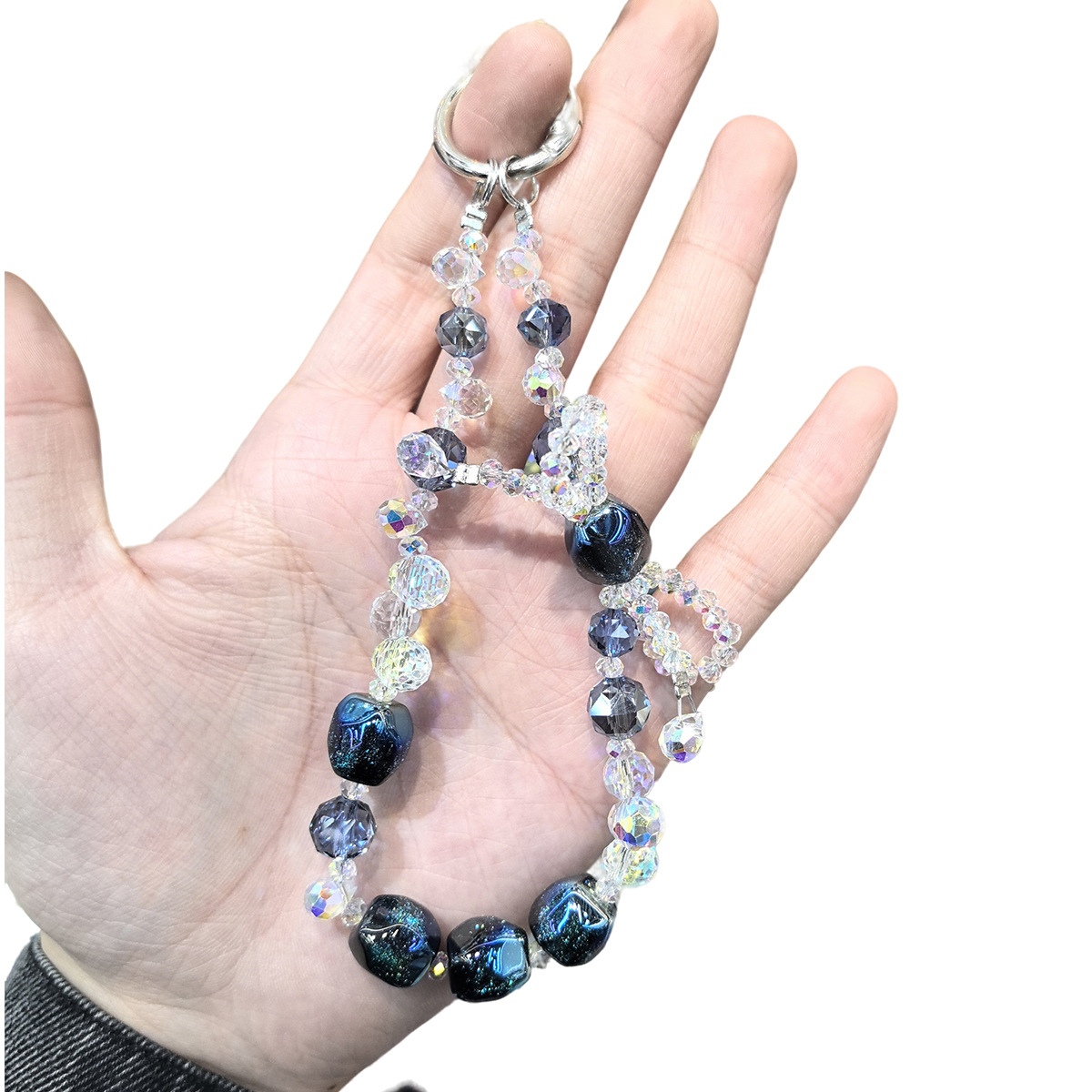 卡通糖果色蝴蝶结串珠钥匙扣多色渐变挂饰小众精致少女心包包挂件详情5