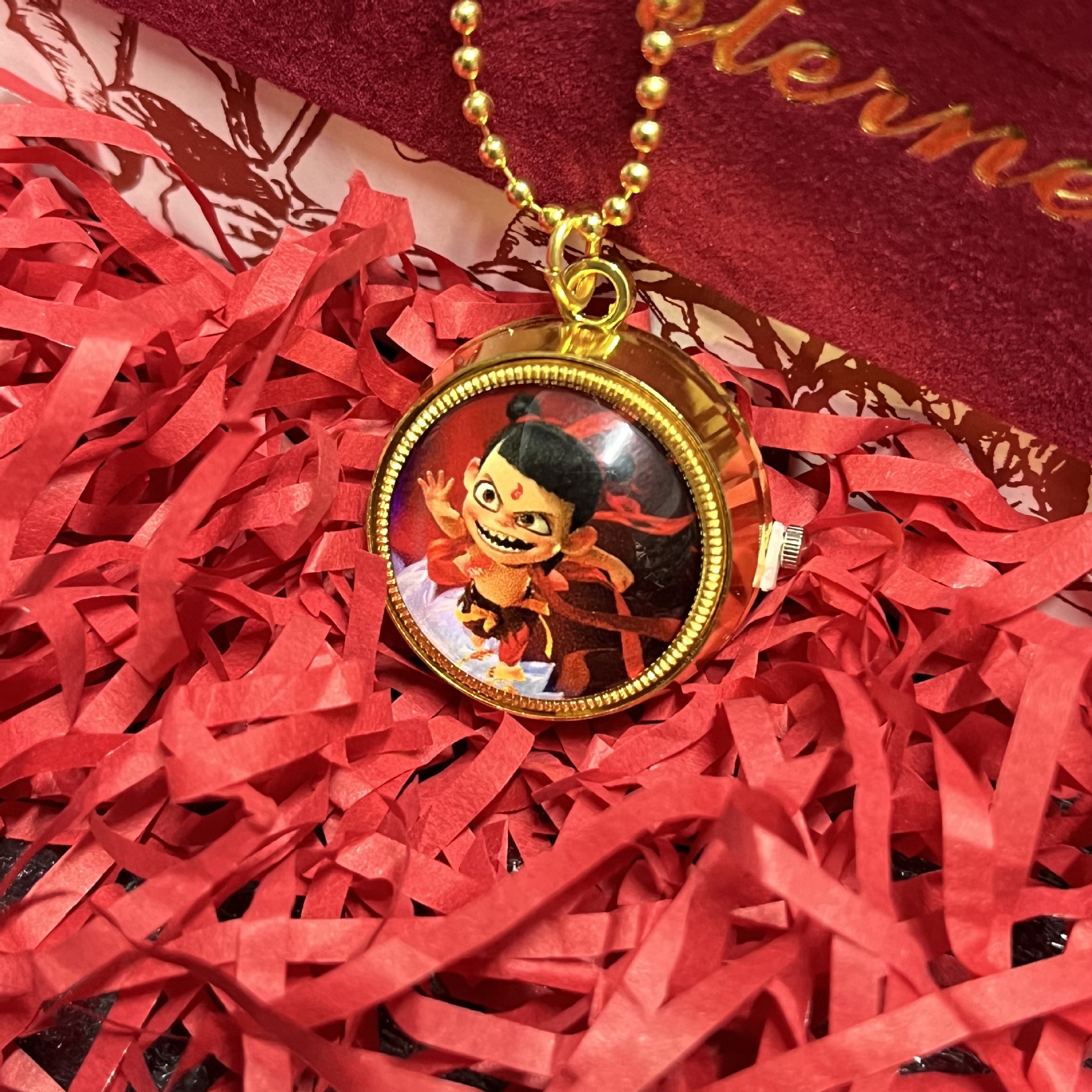 Nezha 2 movie pocket watch, cartoon top spinning hanging watch, children, students, boys and girls necklace watch, surrounding tourist attractions pic 3