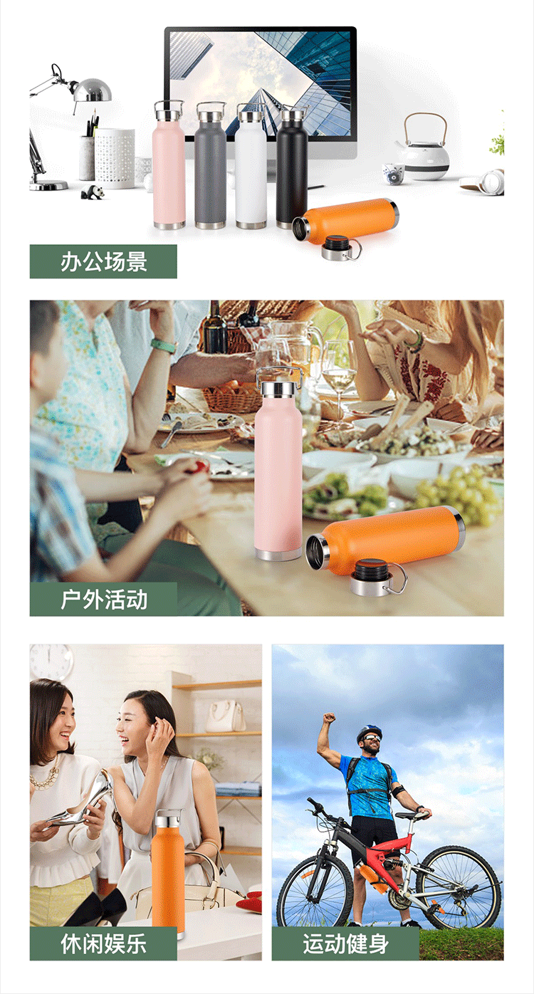 Cross-border 304 American large-mouth sports water bottle, 650ML vacuum double-layer mountaineering water bottle, outdoor portable hand-held sports bottle pic 9