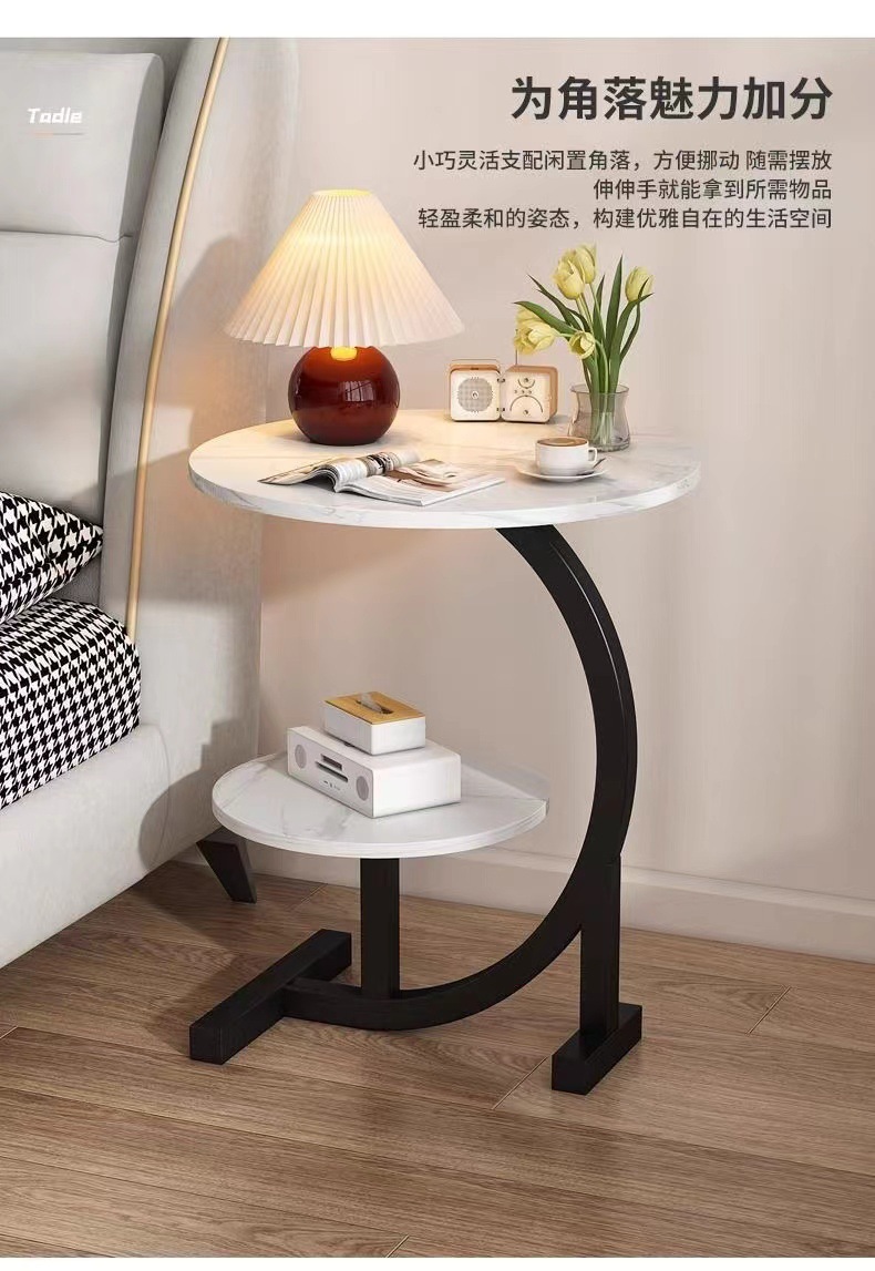 茶几边几客厅家用床头柜网红现代简约圆桌双层圆形边柜沙发柜茶几详情5