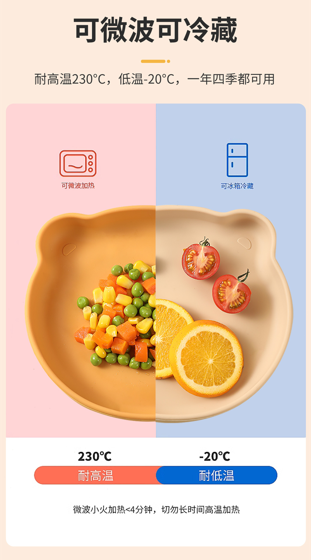 硅胶儿童餐盘宝宝餐具卡通小熊婴儿辅食硅胶碗硅胶勺母婴用品批发详情11