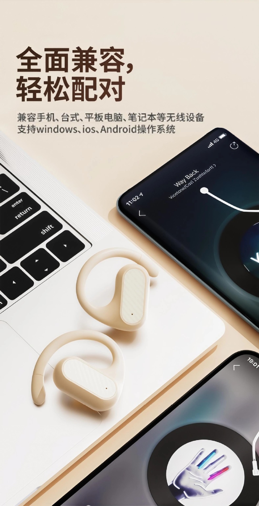Wholesale of the new cross-border PRO49 over-ear aemai Bluetooth headphones with ultra-long battery life, HIFI sound quality and intelligent digital display pic 9