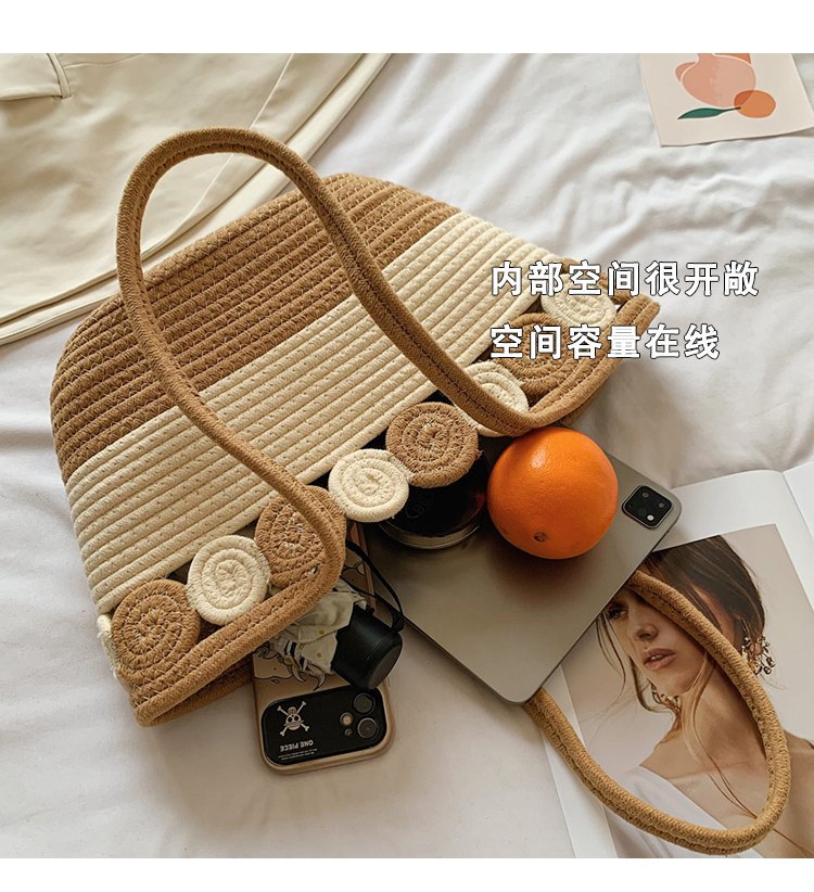 2024新款菜篮子沙滩包女士单肩腋下包韩版编织水桶包小众设计详情3