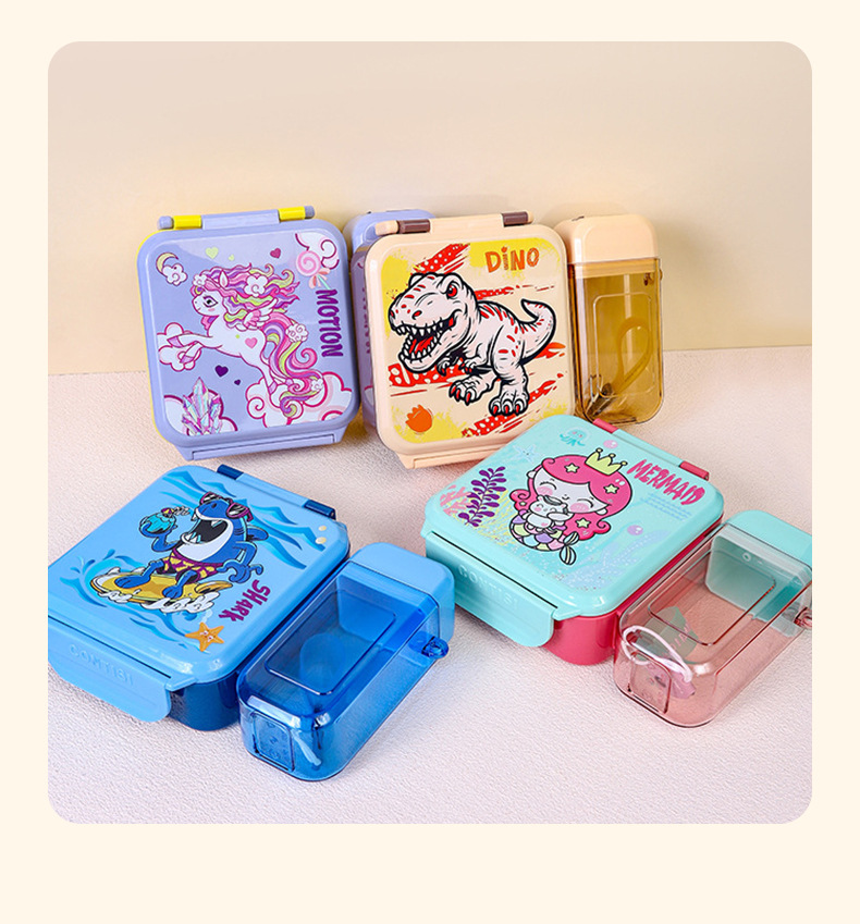 In 2025, a new cross-border bestseller of children's water cup lunch box sets, a student campus lunch box with compartments pic 10