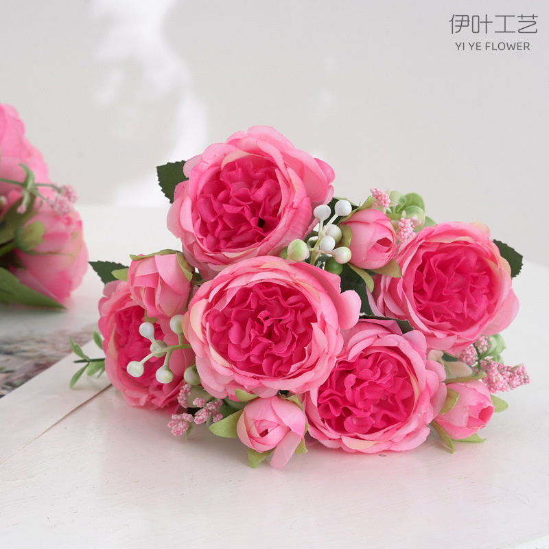 9色 仿真花春色牡丹 芍药玫瑰花家居摆件婚庆手捧花路引桌面装饰详情10