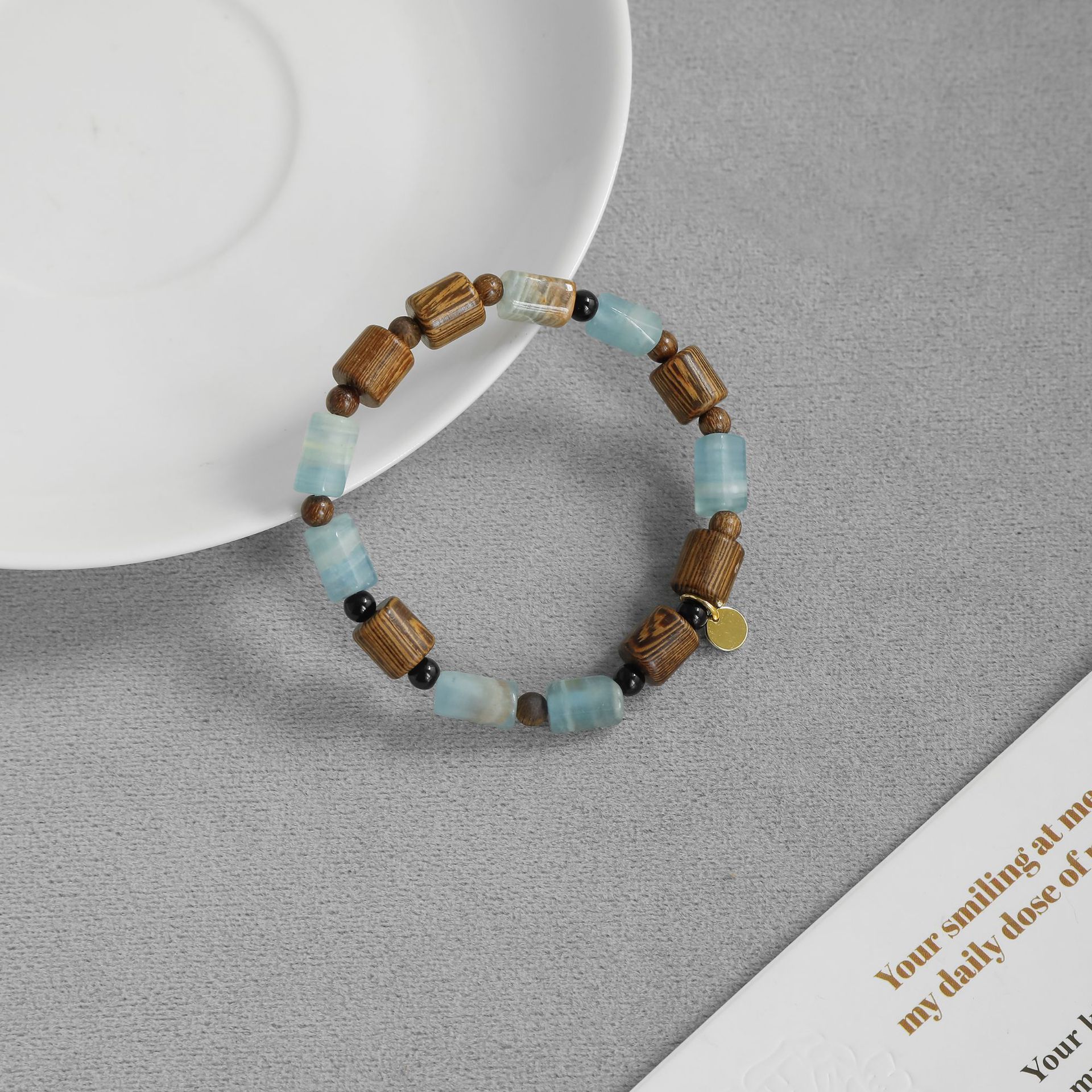 ZI休果冻海系列暮云项链新中式简约其实木珠方解石串珠手链锁骨链详情8