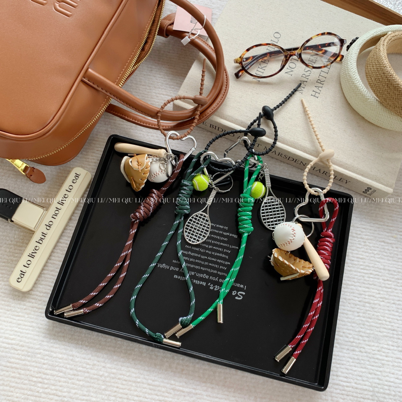 This is the same style baseball bag woven rope pendant as the Instagram blogger, featuring a high-end MIU series bag hanging rope and keychain decoration pic 15