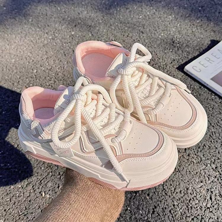 时尚爱心面包2024春秋新款小白鞋学生休闲鞋百搭运动底板鞋超轻详情2