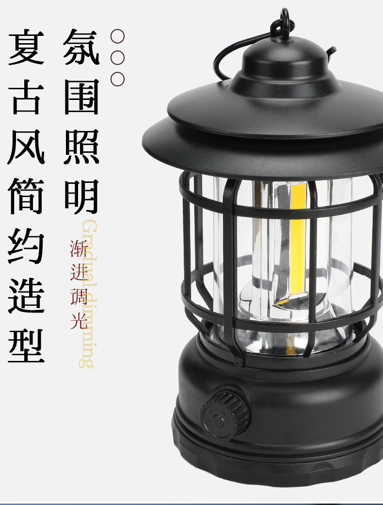 户外照明露营灯帐篷天幕氛围灯超长续航充电马灯复古提灯营地挂灯详情5