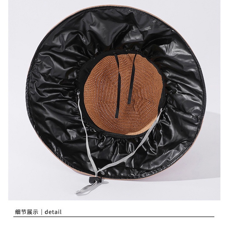 成人款可折叠黑胶渔夫帽 遮脸防晒大檐帽子 防紫外线太阳帽 女士蝴蝶结装饰遮阳帽详情15