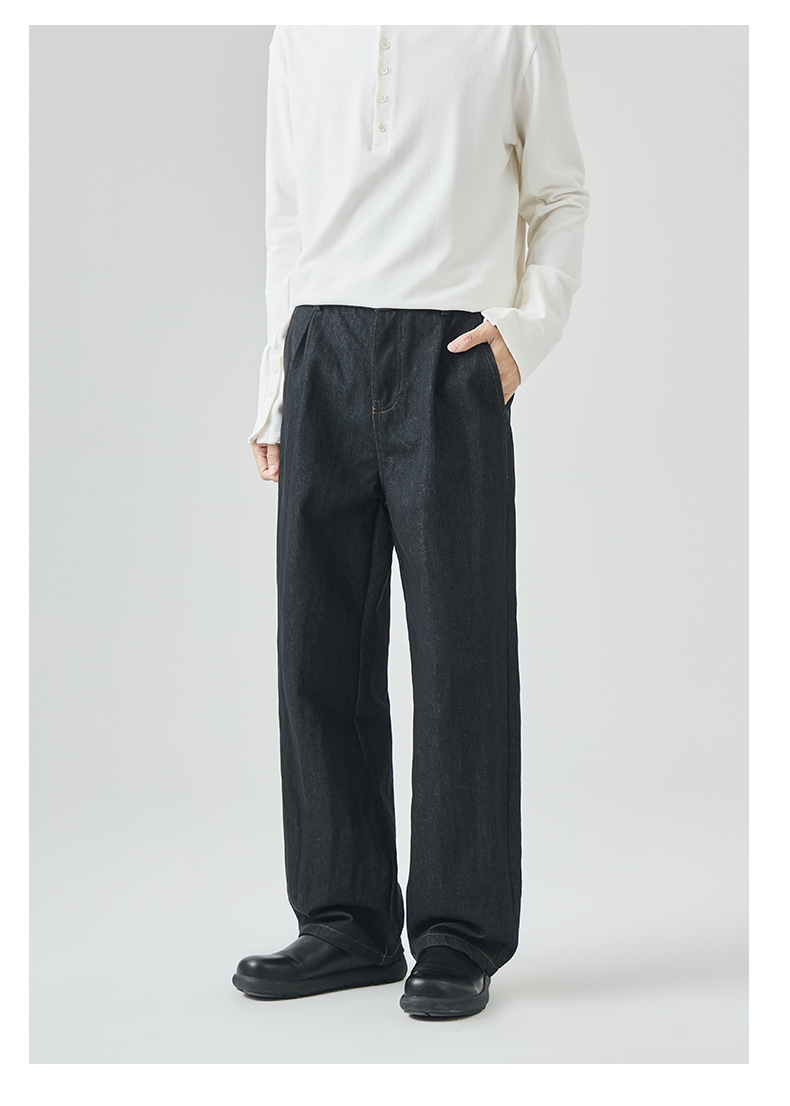 APO男装|跨境牛仔裤男款美式高街秋季潮牌痞帅宽松直筒休闲长裤子详情26