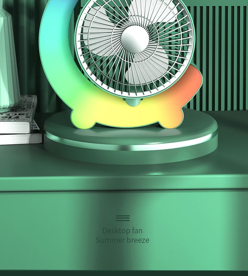Cross-border Internet celebrity color marquee, desktop fan, USB charging table fan, home, dormitory and office air circulation fan pic 2