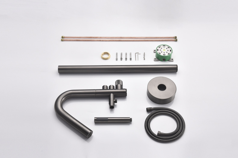 Cross-border exclusive floor-standing shower head set, hotel engineering bathtub, shower tub, edge faucet, shower head, brushed gold pic 33