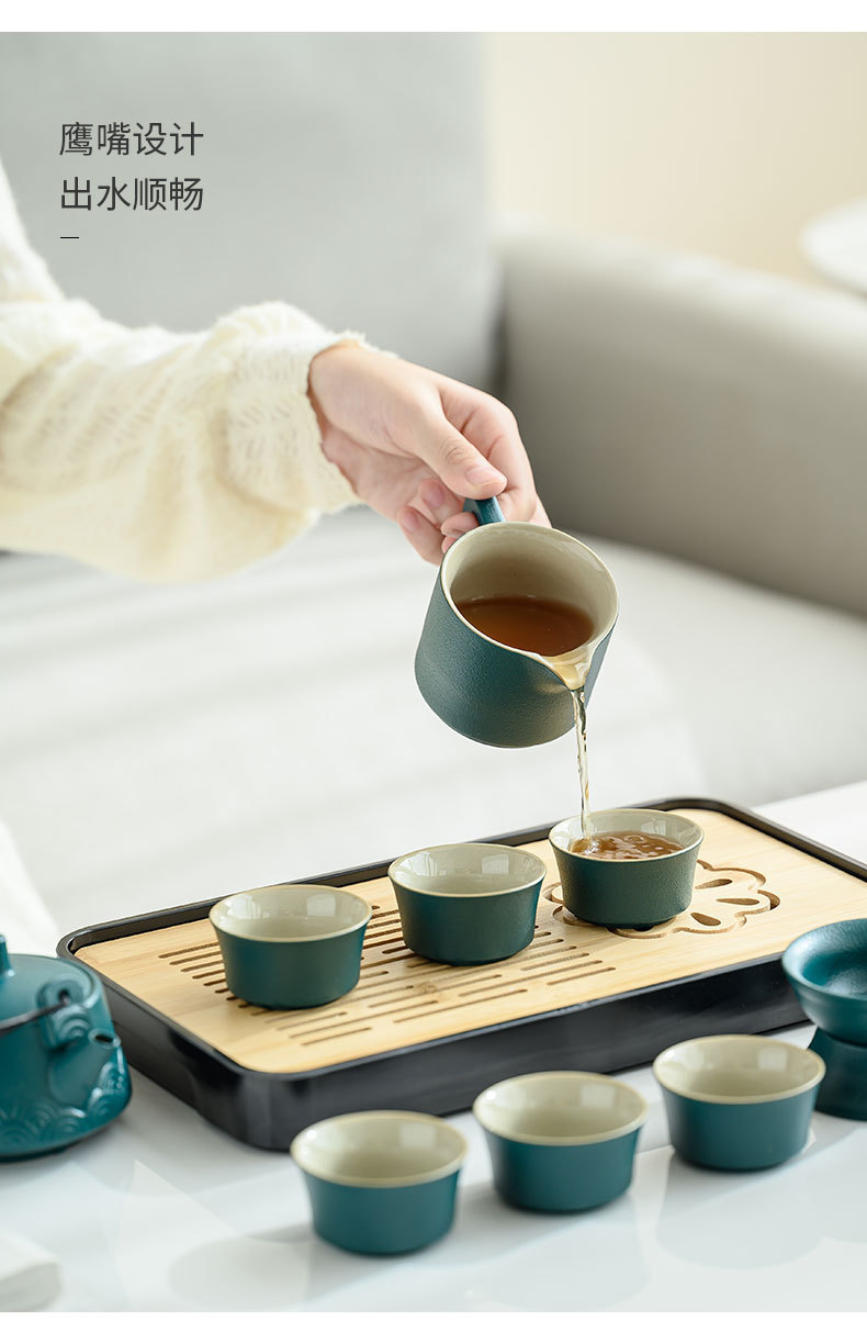 The Tea Charm Set is a simple and luxurious kung fu travel tea tray and tea ware. It is a portable and easy-to-use business activity gift pic 11