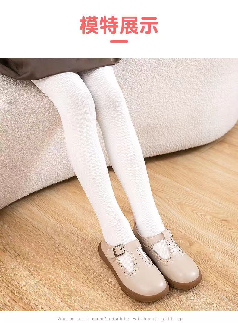 厂家批发秋冬女童防风保暖裤舒适高弹不掉毛连裤袜竖条薄绒打底裤详情11