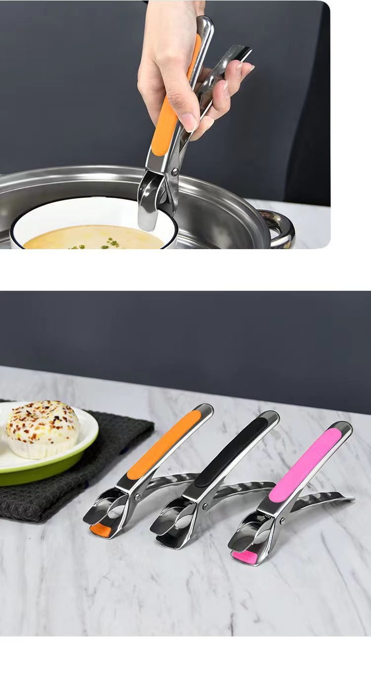 Wholesale of multi-functional stainless steel anti-scald clamps, household kitchen tool clamps, anti-slip and anti-scald plate clamps for dishes and bowls pic 9