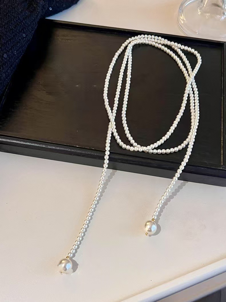 法式施家珍珠项链串珠配饰女轻奢小众复古百搭毛衣链高级感长款详情7