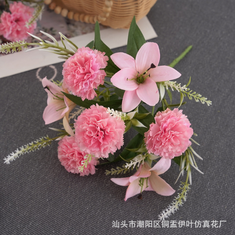 北欧仿真小玫瑰牡丹人造花家居装饰婚庆花墙洋甘菊花束详情5