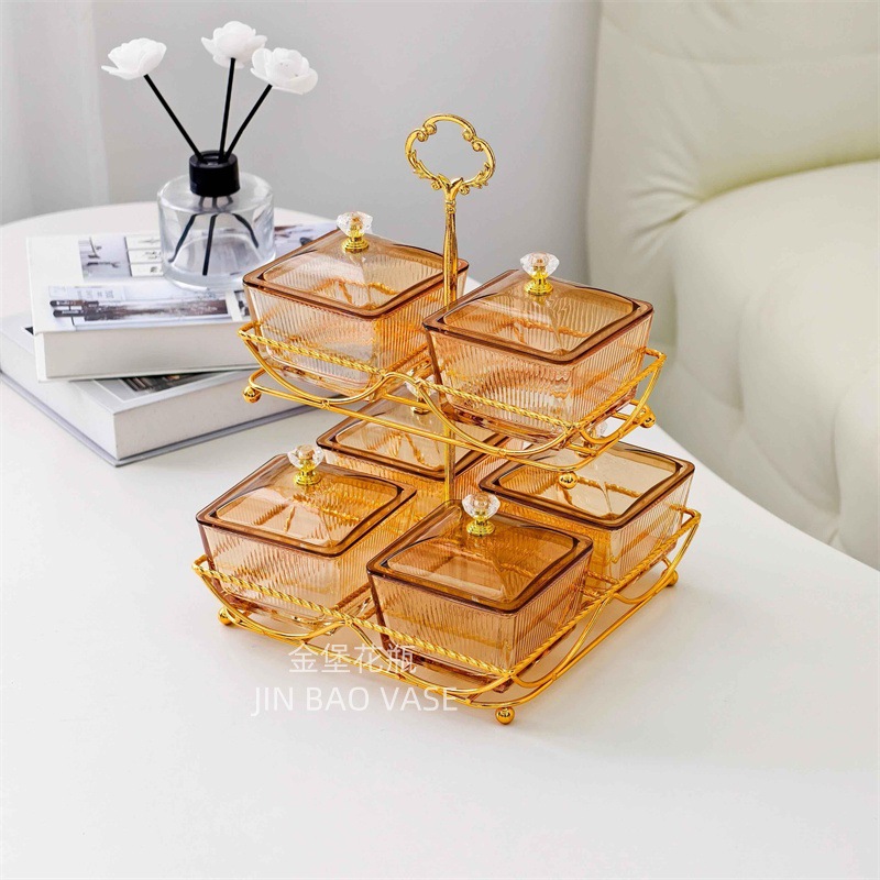 轻奢高颜值玻璃果盘商用水果拼盘家用创意分格干果盒小吃零食盘详情8