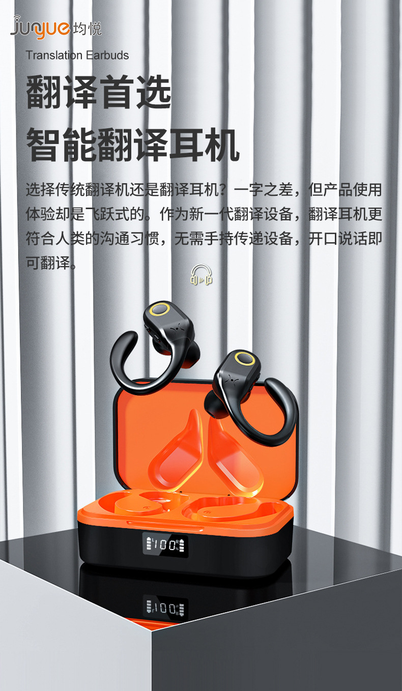 Wireless Bluetooth translation headphones, simultaneous translation in multiple languages, real-time translation, overseas travel video call translator factory wholesale price pic 1