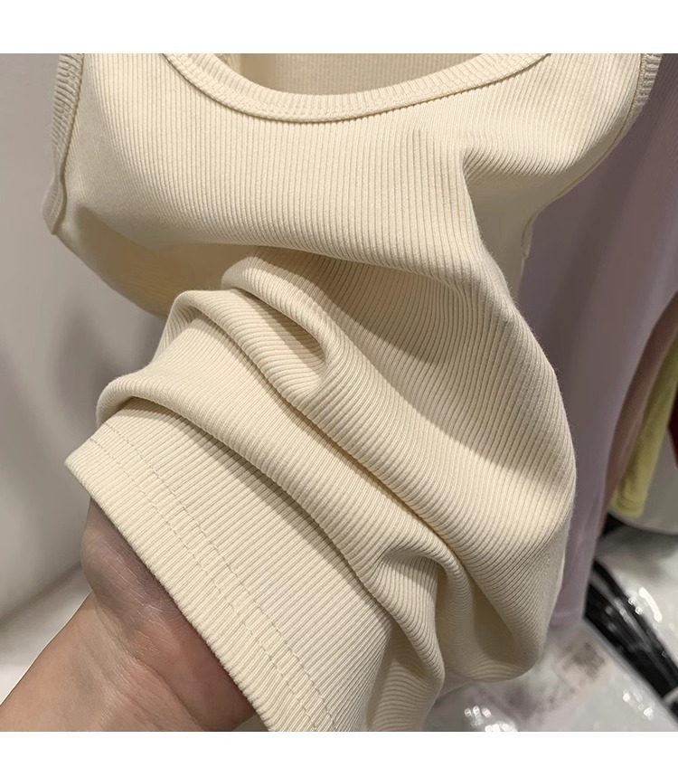 一件代发甜辣U领红色吊带女春夏修身螺纹内搭上衣美式细肩带背心详情14