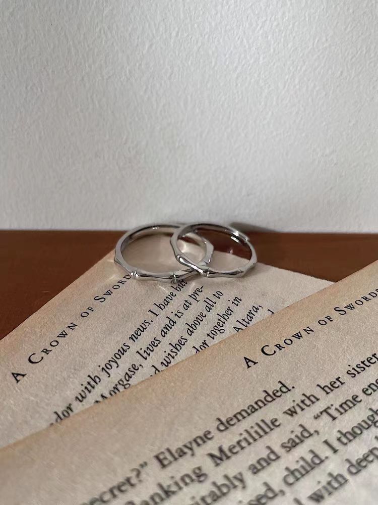 Couple rings, a unique design for a man and a woman. 925 sterling silver bamboo joint rings with open openings. A 520 gift for your girlfriend pic 10