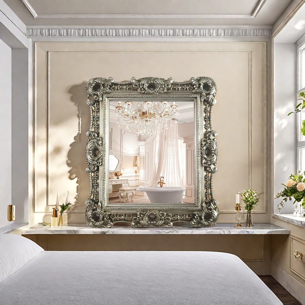 欧式古典油画框非树脂画框欧式浴室镜壁挂客厅玄关装饰镜子卫浴镜详情14