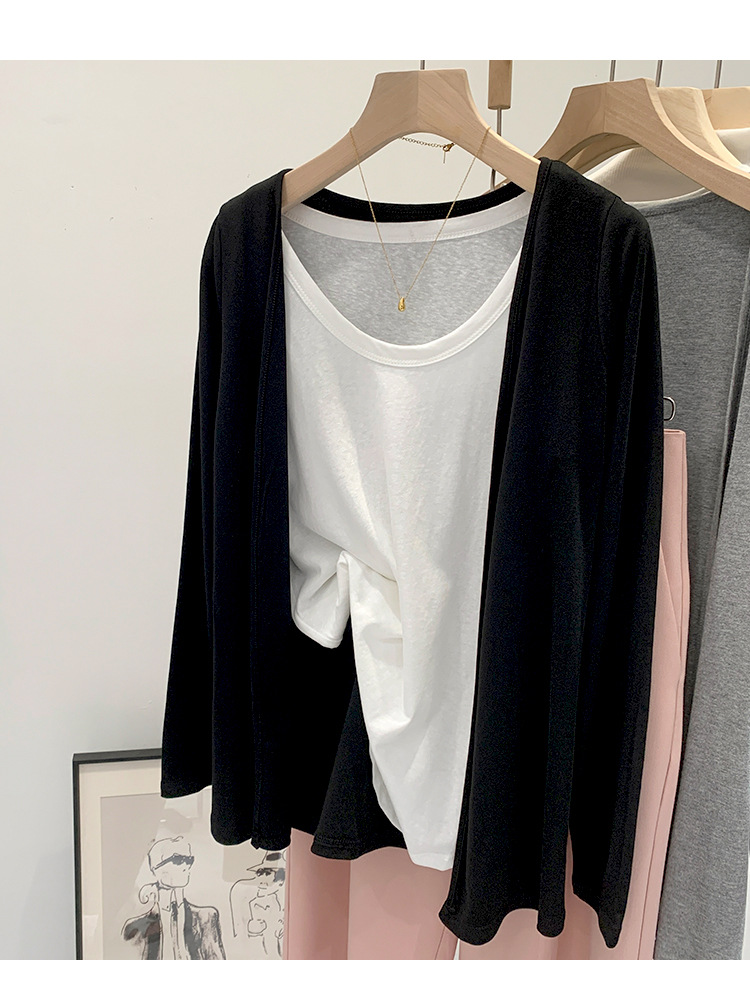 温柔风韩版灰色针织开衫女春秋季宽松休闲防晒打底衫外套长袖上衣详情18