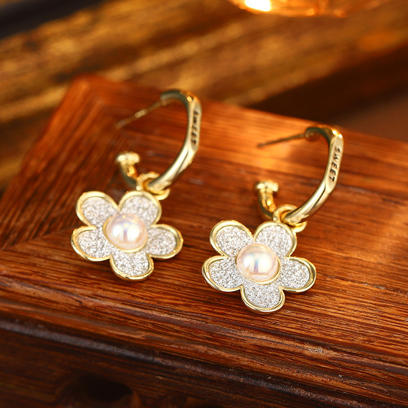 S925银针天然珍珠锆石耳钉花朵流苏多层耳环高级耳饰批发抖音爆款详情35