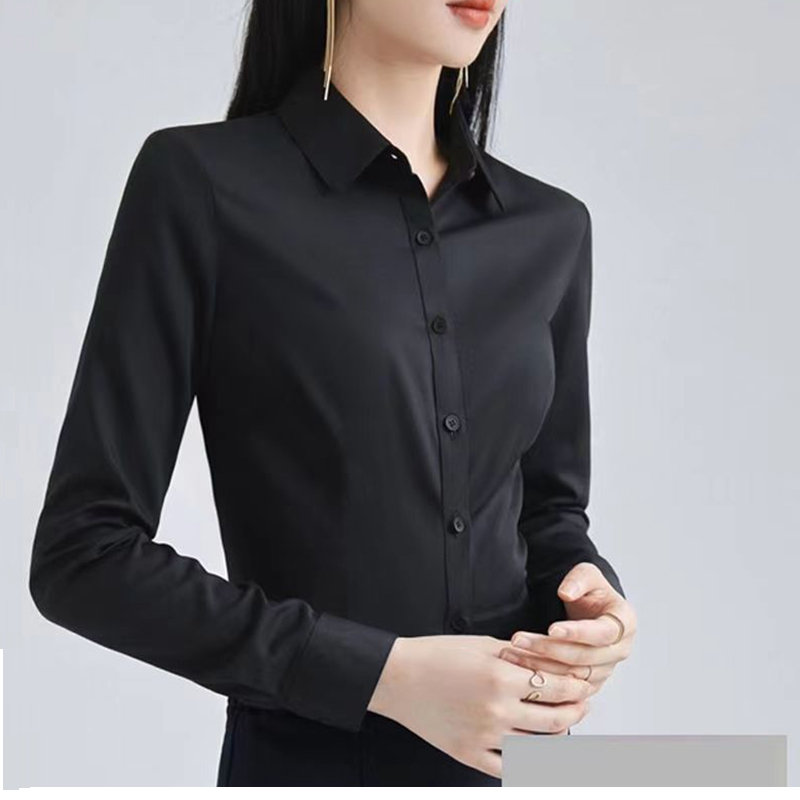白色加绒衬衫女长袖秋冬加厚保暖职业装大码工装工作服百搭衬衣女详情14