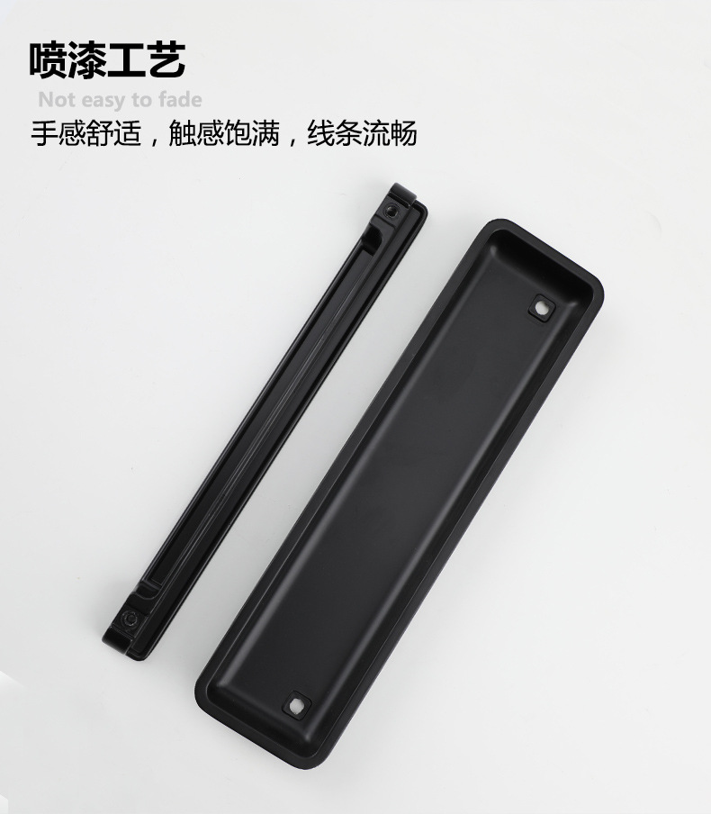 The black invisible handle of the tatami is embedded with the drawer handles of the cabinets and wardrobes. The sliding door is equipped with a golden concealed embedded handle pic 46