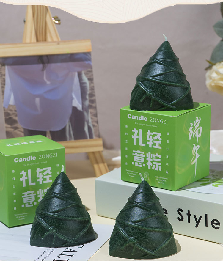 端午节粽子造型香薰蜡烛批发创意伴手礼手工节日礼物香氛蠟燭摆件详情3