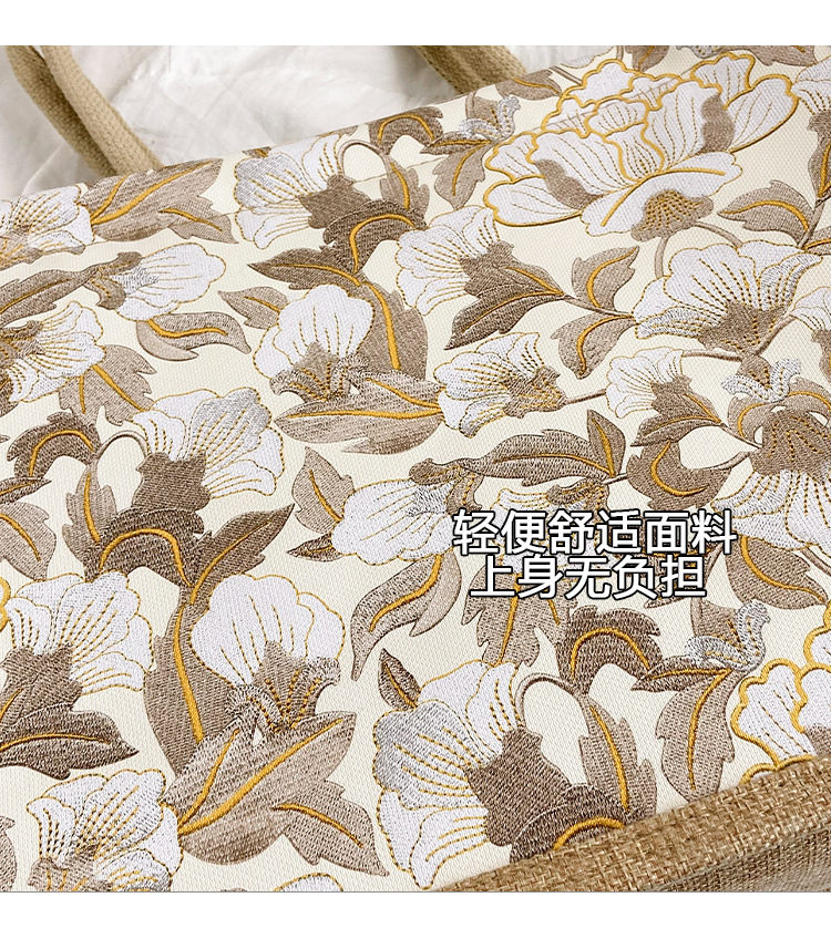 韩版文艺女包新款潮高颜值大容量棉麻时尚上班通勤手提袋便当包包详情4