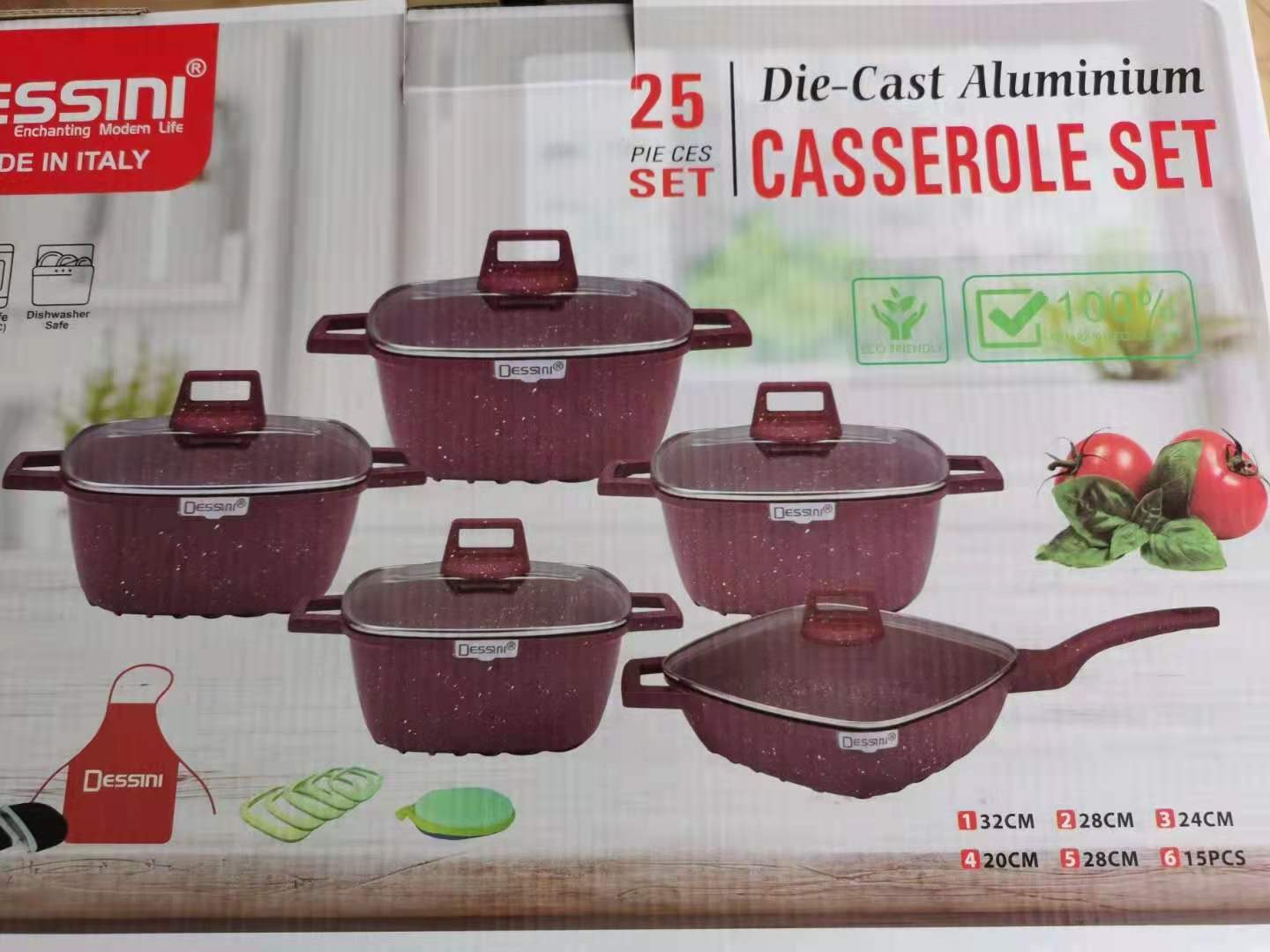 dessini25件套不粘锅方形条纹压铸铝锅麦饭石锅厨房组合锅具套装详情10