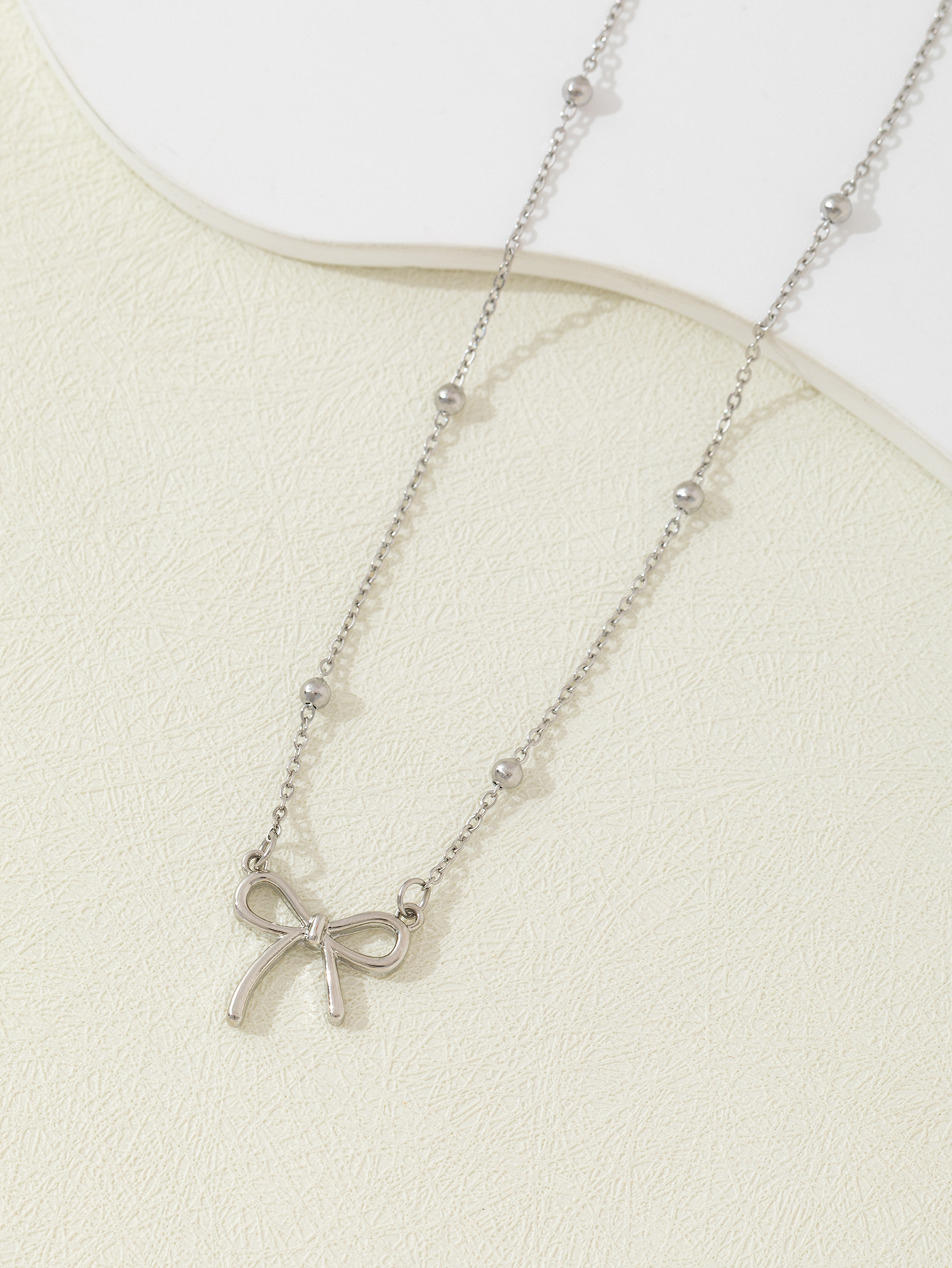 跨境珠链蝴蝶结项链女吊坠锁骨链甜美可爱清新简约百搭高级感批发详情6