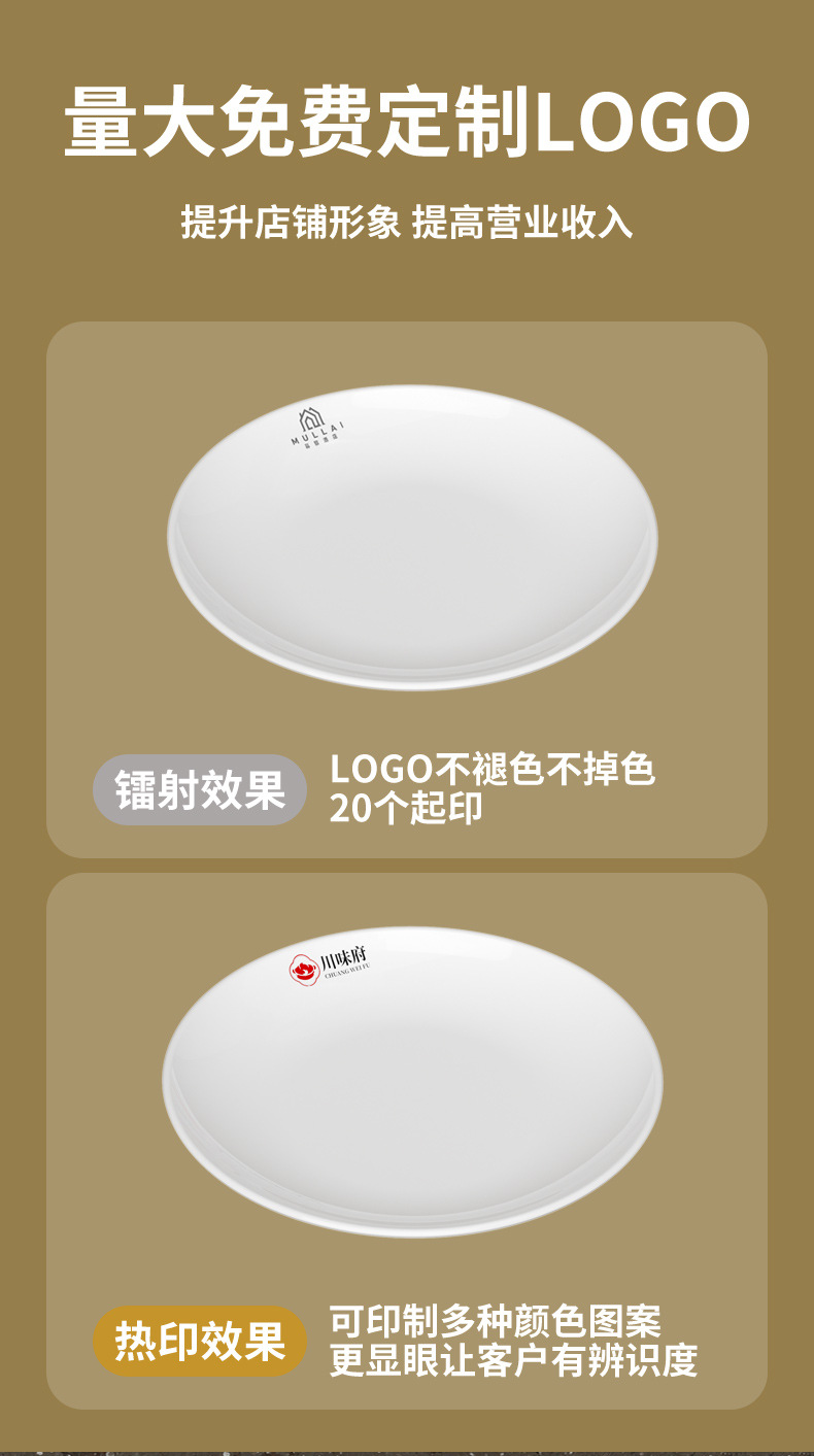 厚款白色玉瓷密胺餐具圆盘子商用圆碟大平盘酒店餐厅凉菜碟批发A8详情5