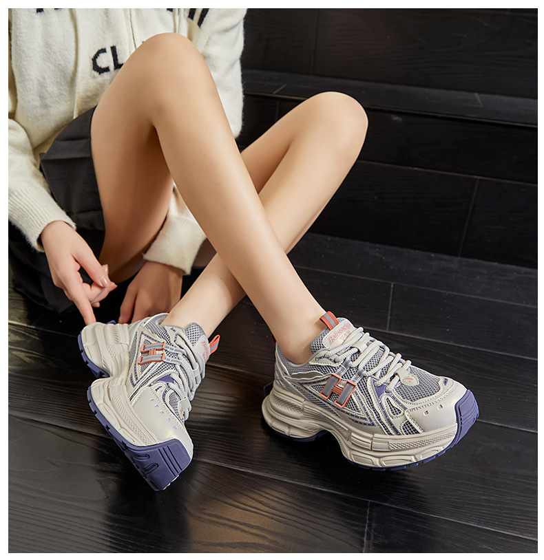 新款老爹鞋女2025春季厚底增高运动鞋女百搭复古女鞋高颜值休闲鞋详情35