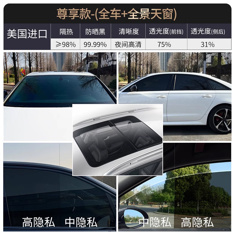 汽车贴膜车窗贴膜太阳膜前挡风玻璃防晒隔热膜防爆膜隐私膜全车膜详情25