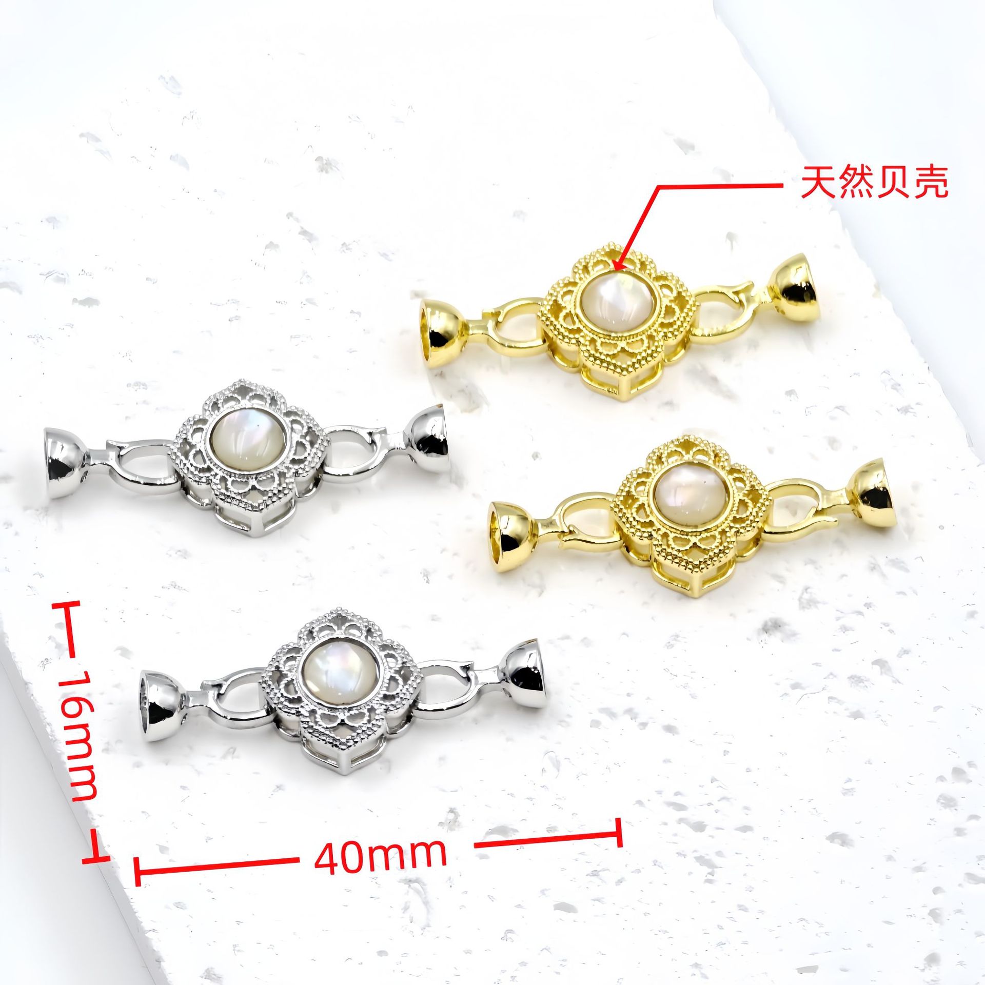 18k gold-plated zircon bow pearl buckle diy jewelry accessory, flower-shaped buckle sweater chain connection, end buckle pic 14