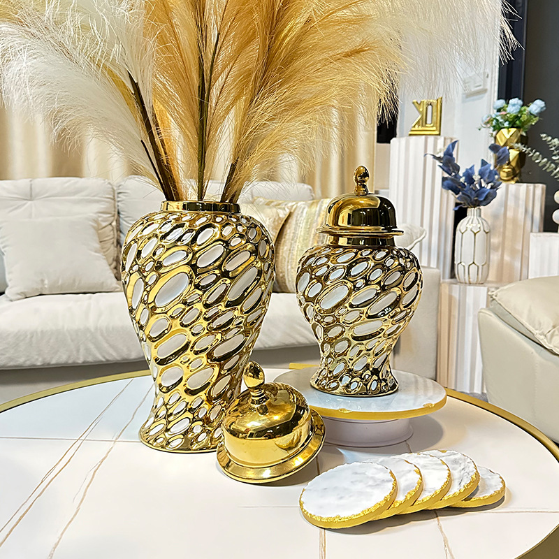 In 2025, modern light luxury high-end ceramic vases, living room home TV cabinets, entrance hall ornaments, coffee tables, model room decorations pic 8