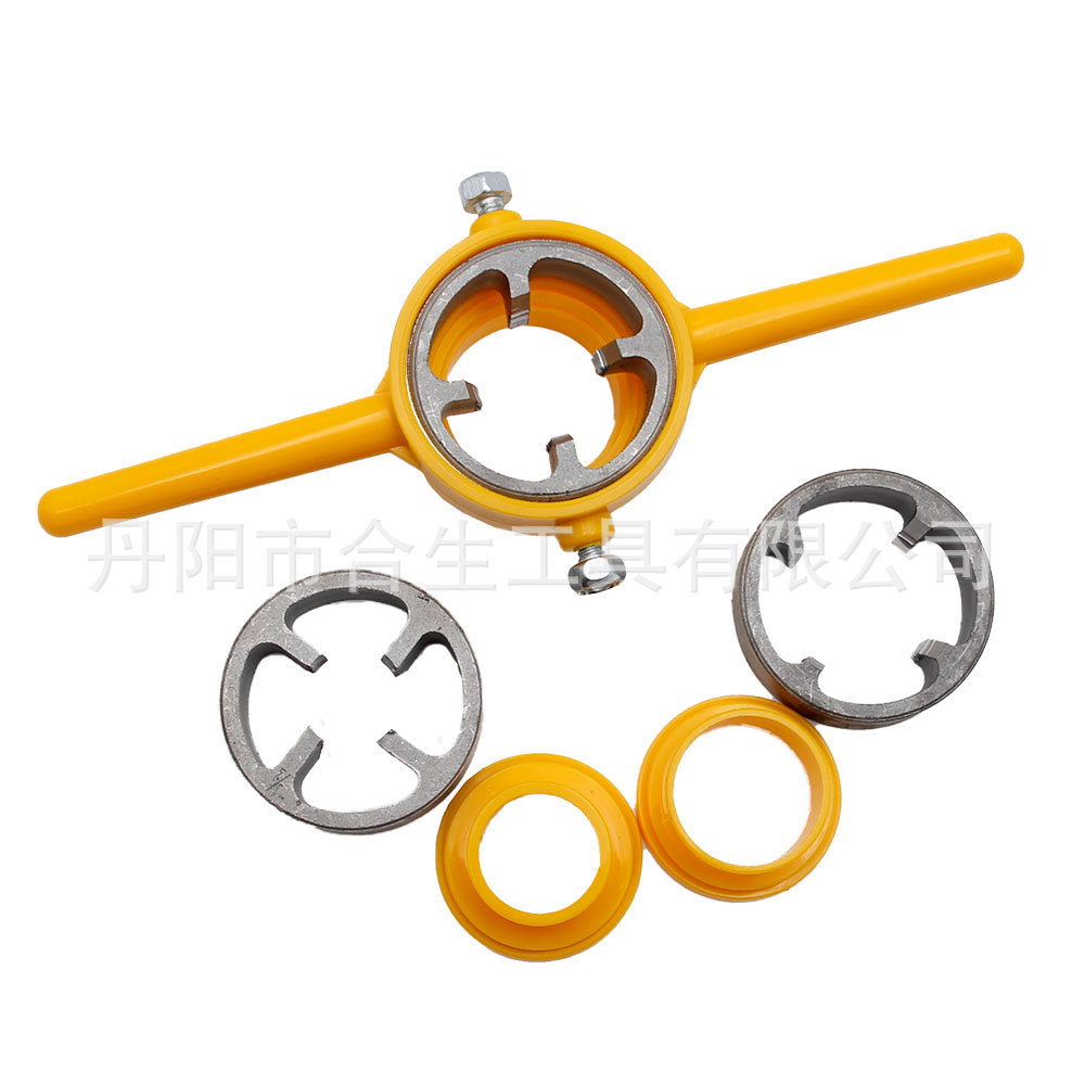 6件套水管板牙 塑料管手动轻松套丝 圆锥丝锥扳手工具螺纹板牙套详情4