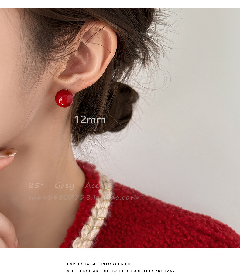 Shi Family Cherry Blossom Pink steamed bun Pearl Earrings for women, pure silver, high-end and simple earrings, mid-to-high-end wholesale accessories in Yiwu pic 24