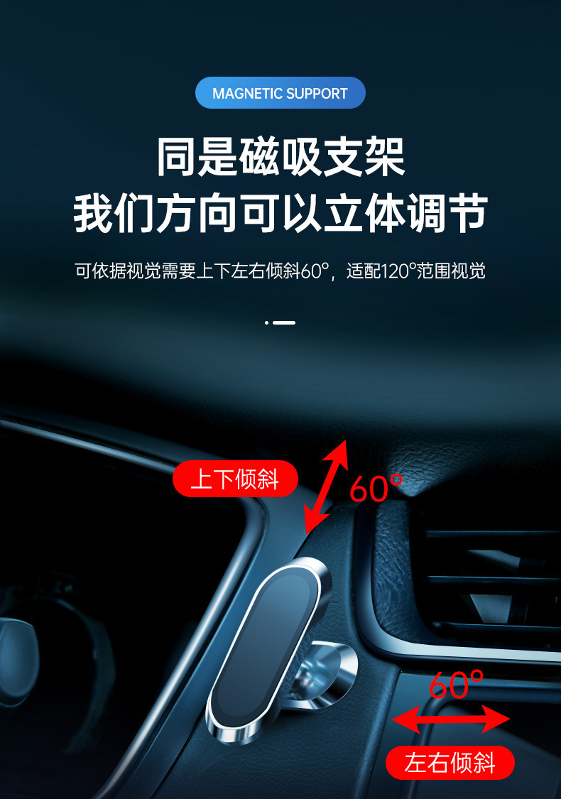 The F16 metal magnetic car mobile phone navigation stand with strong magnetic adsorption and 360° rotation adjustment pic 7