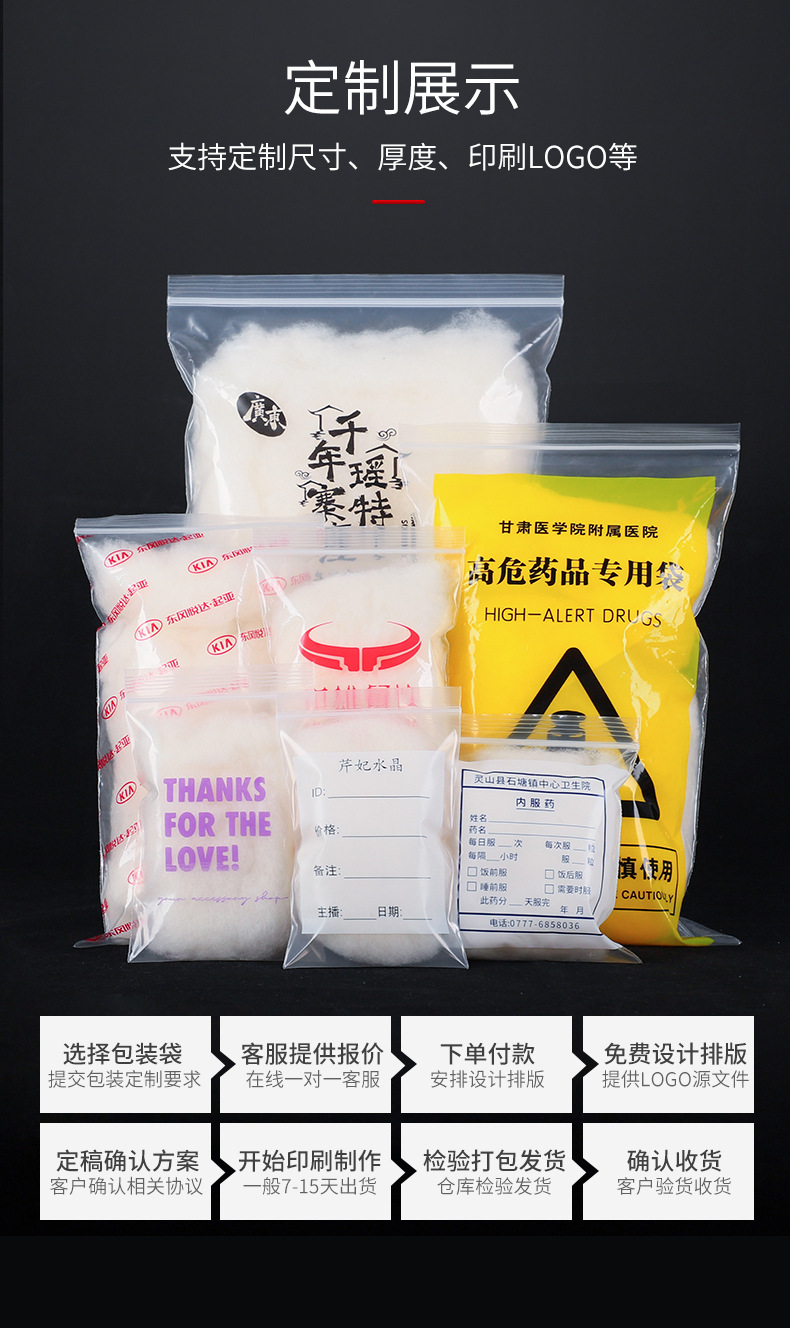 小号塑料包装袋食品密封袋打孔印logo封口袋饰品袋子pe透明自封袋详情13