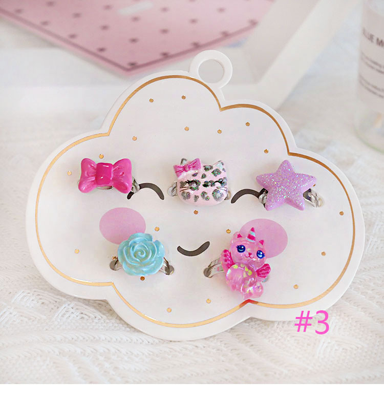 欧美外贸新款儿童首饰卡通火烈鸟冰淇淋星星蝴蝶结手链戒指耳夹详情9